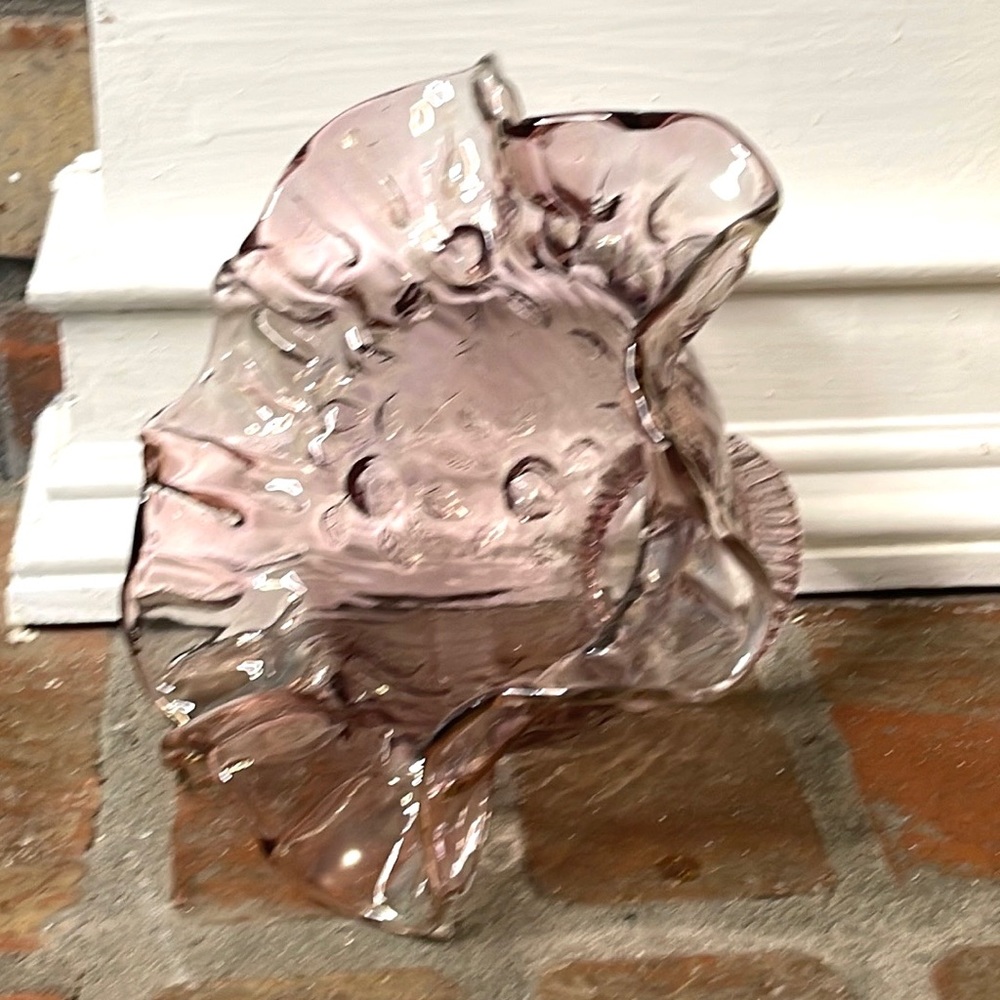 Vintage Fenton Purple Iridescent Cabbage Rose Glass Replacement Fairy Lamp Shade - Picture 2 of 10